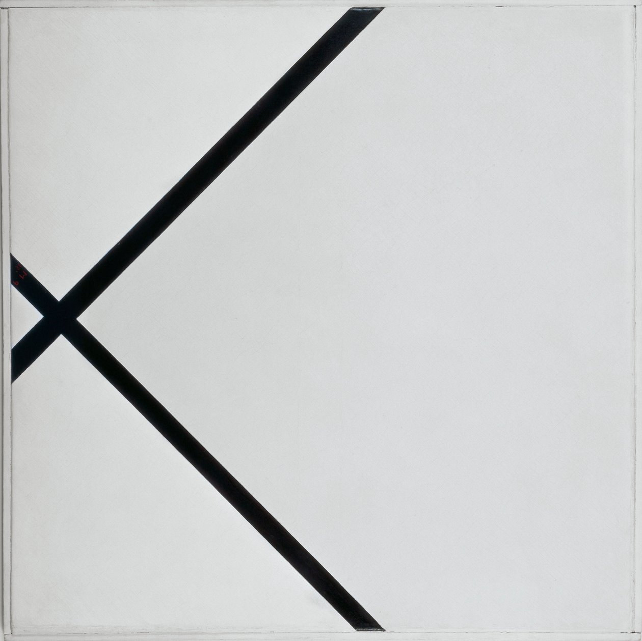 Pastillkomposition med två linjer av Piet Mondrian