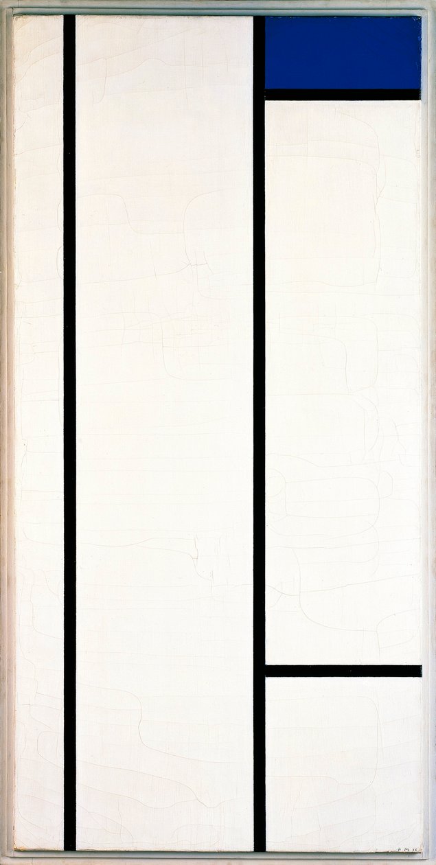 Vertikal sammansättning med blått och vitt av Piet Mondrian