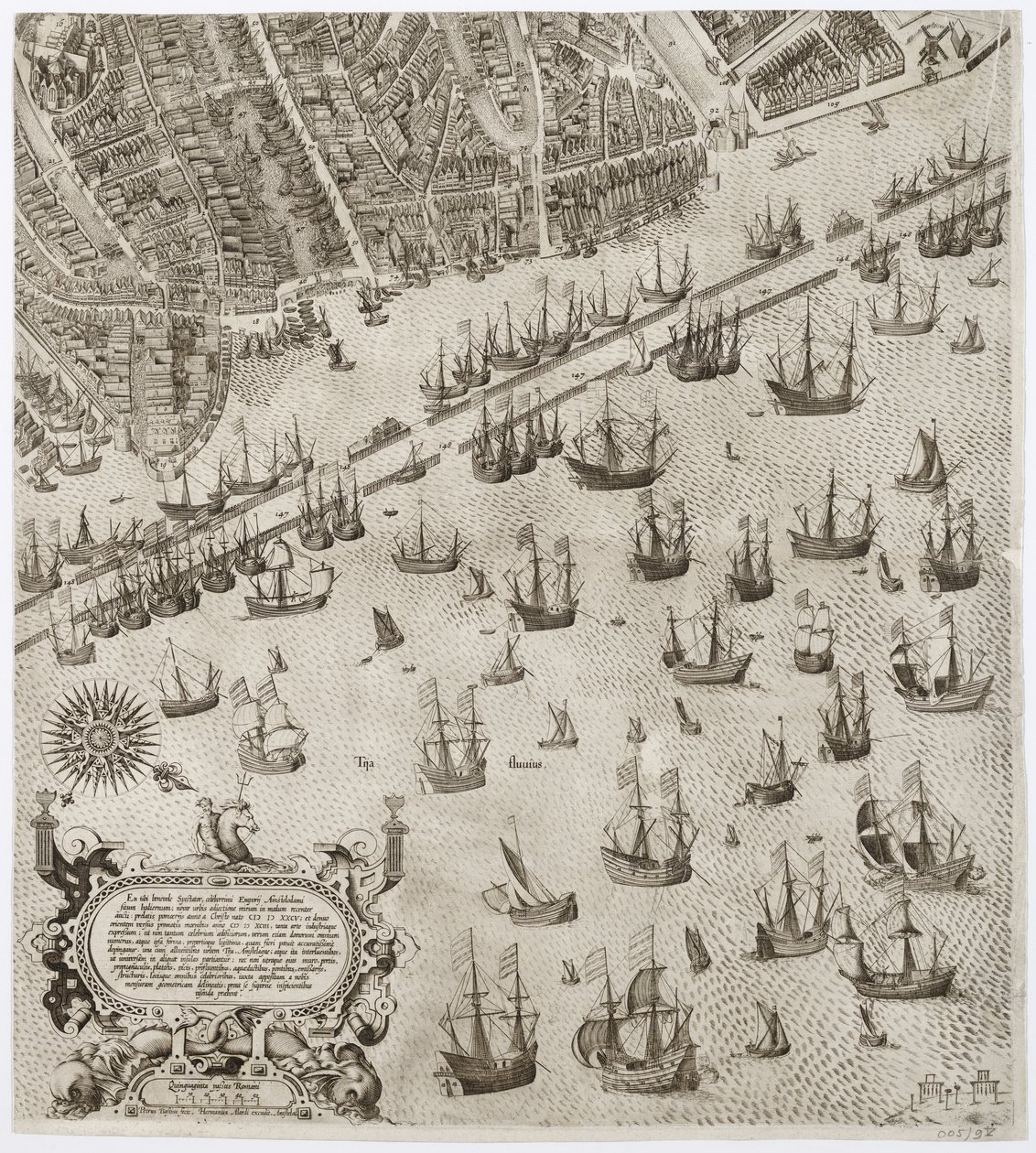 Amstelodamum urbs Hollandiae primaria emporium totius Europae celeberrimum. Part 4 of a 4-part map of Amsterdam av Pieter Bast