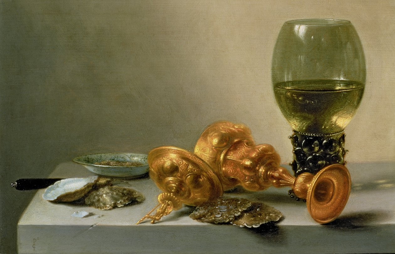 Ett stilleben med en Roemer och en förgylld kopp av Pieter Claesz