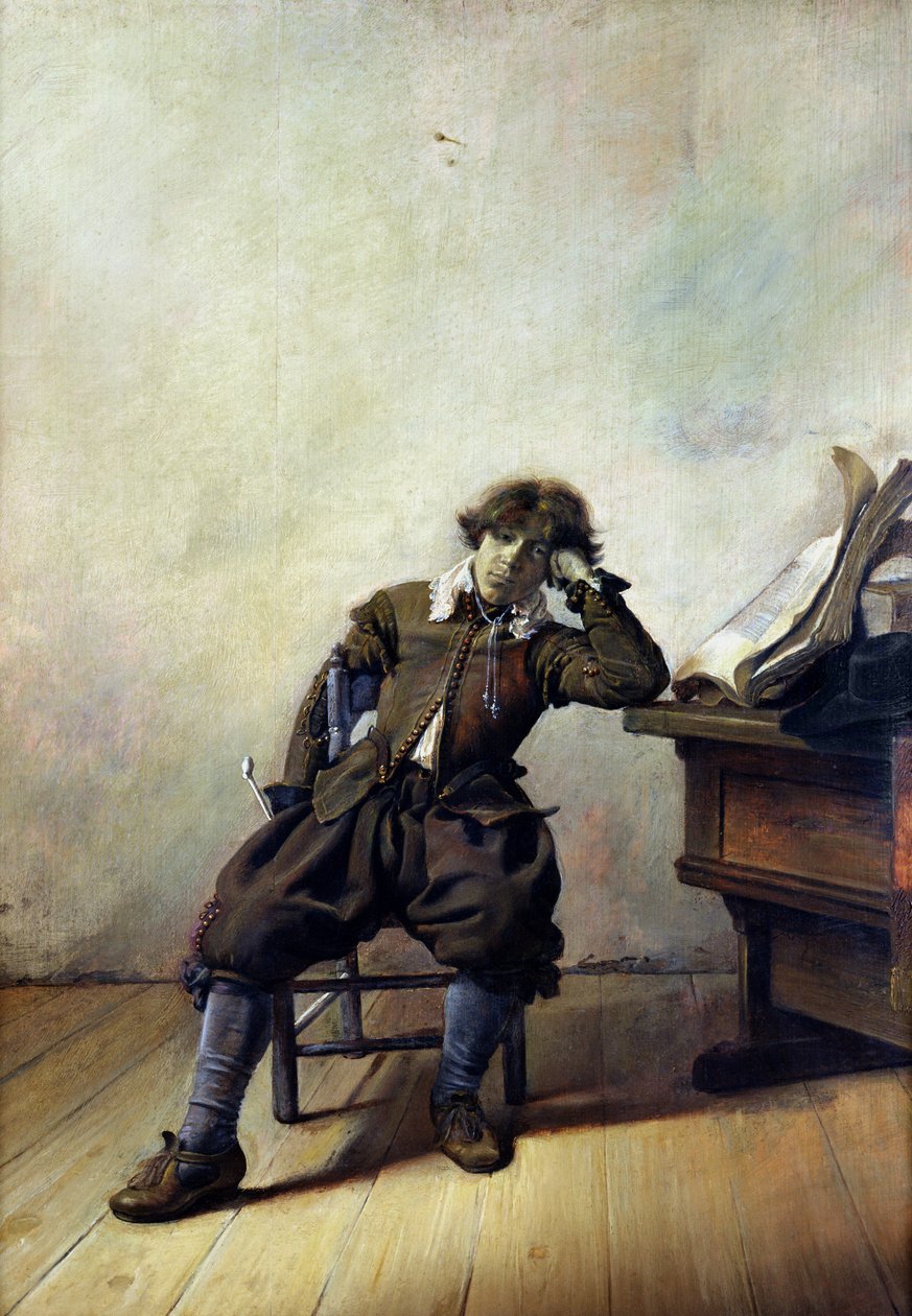 En ung student i sin studie eller, rökaren, c.1630-33 av Pieter Codde
