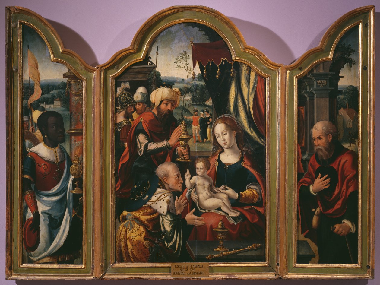 Adoration of the Magi, Epiphany Triptych, ca 1540 (se även 345853) av Pieter Coecke van Aelst