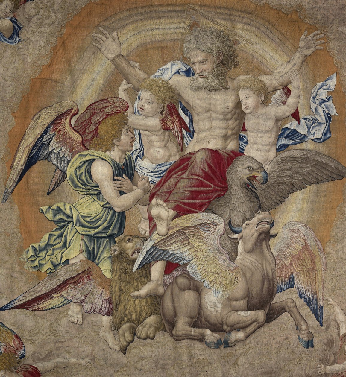 God the Father with the symbols of the fourth apostles (tetramorphos), know as The Trinity av Pieter Coecke van Aelst