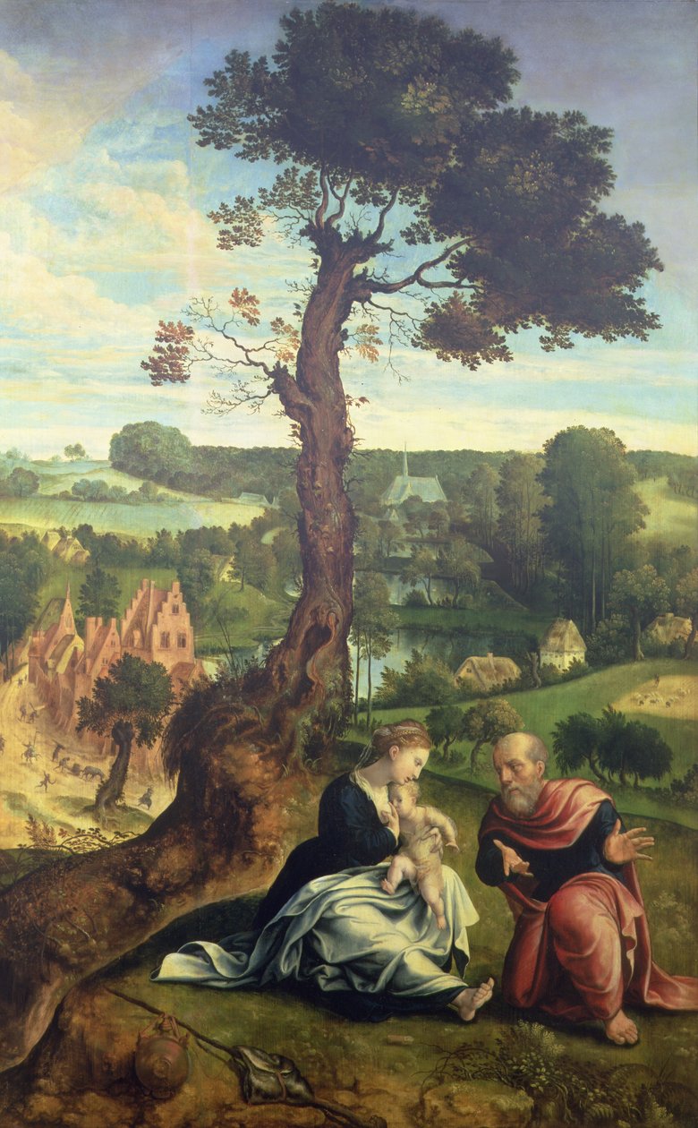 The Rest on the Flight into Egypt, c.1534-40 (panel) av Pieter Coecke van Aelst