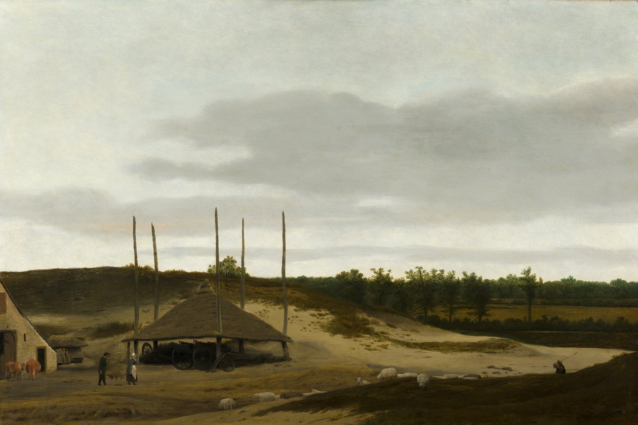 Klitlandskap med en höstack av Pieter Post