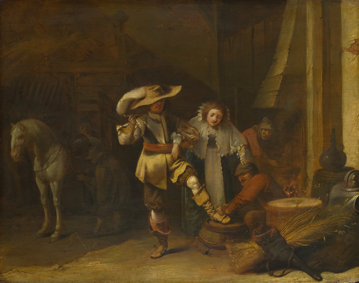 A Man and a Woman in a Stableyard av Pieter Jansz. Quast