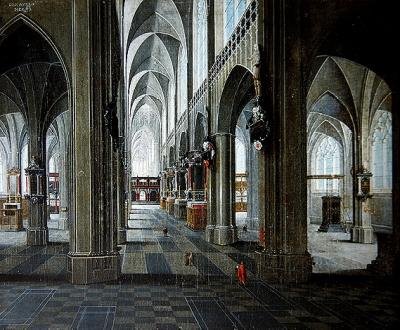 Interiör av en katedral av Pieter the Elder Neefs
