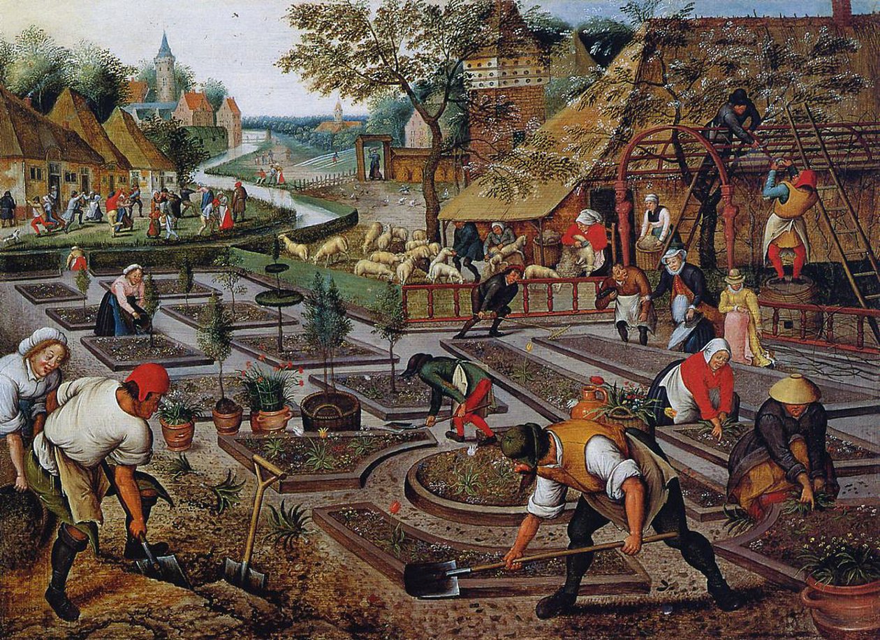Trädgårdsarbete, ca 1637-38 av Pieter Brueghel the Younger
