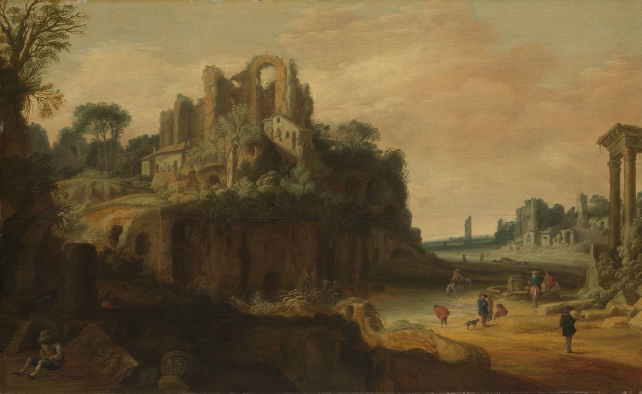 Romerskt landskap med ruiner av Pieter Anthonisz van Groenewegen