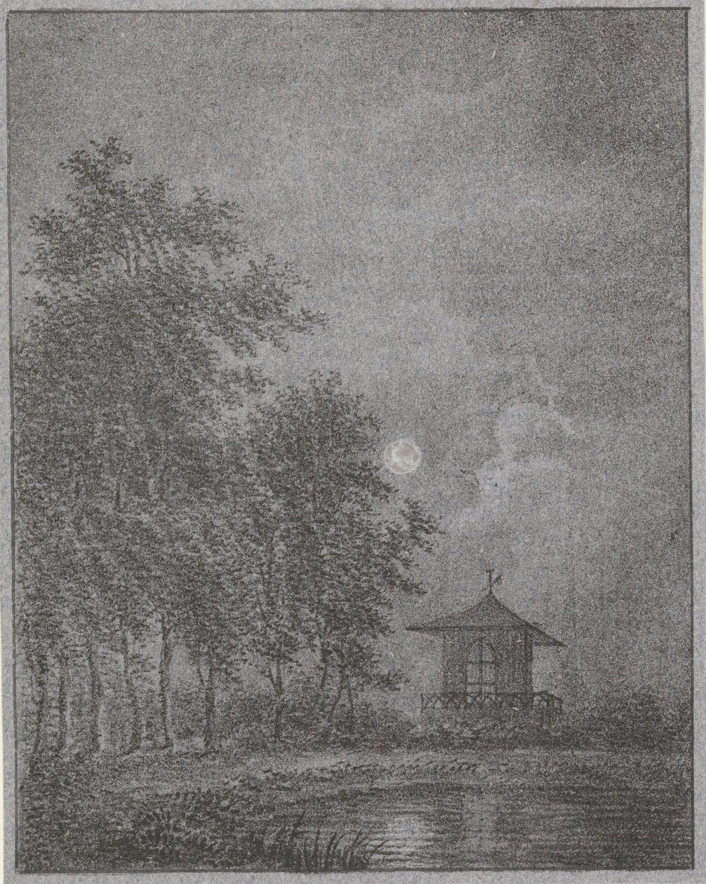 Trädgård i månsken av Pieter Bartholomeusz. Barbiers