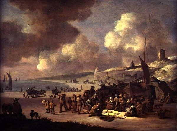 Kusten vid Scheveningen (olja på panel) av Pieter Bouts