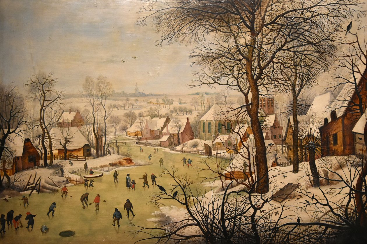 Vinterlandskap med en fågelfälla av Pieter Brueghel the Younger