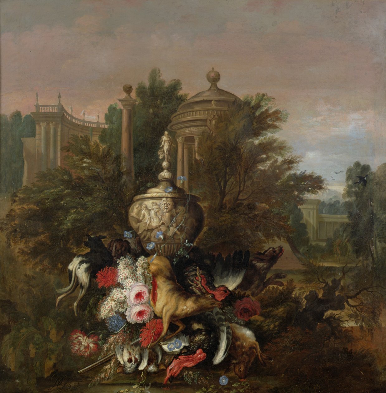 Dött vilt och blommor av Pieter Casteels