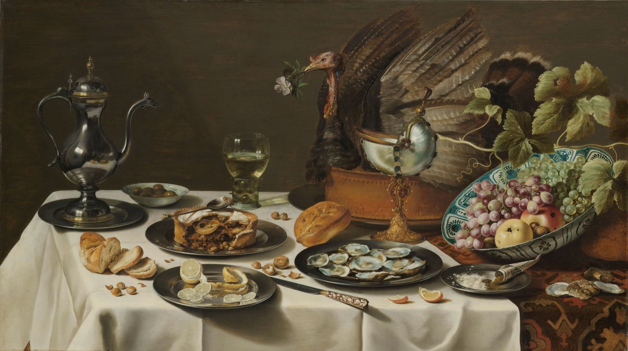 Stilleben med en kalkonpaj av Pieter Claesz
