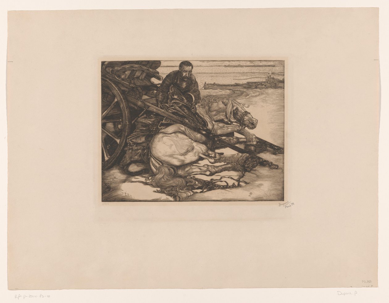 Skadad draghäst av Pieter Dupont (signed by artist)