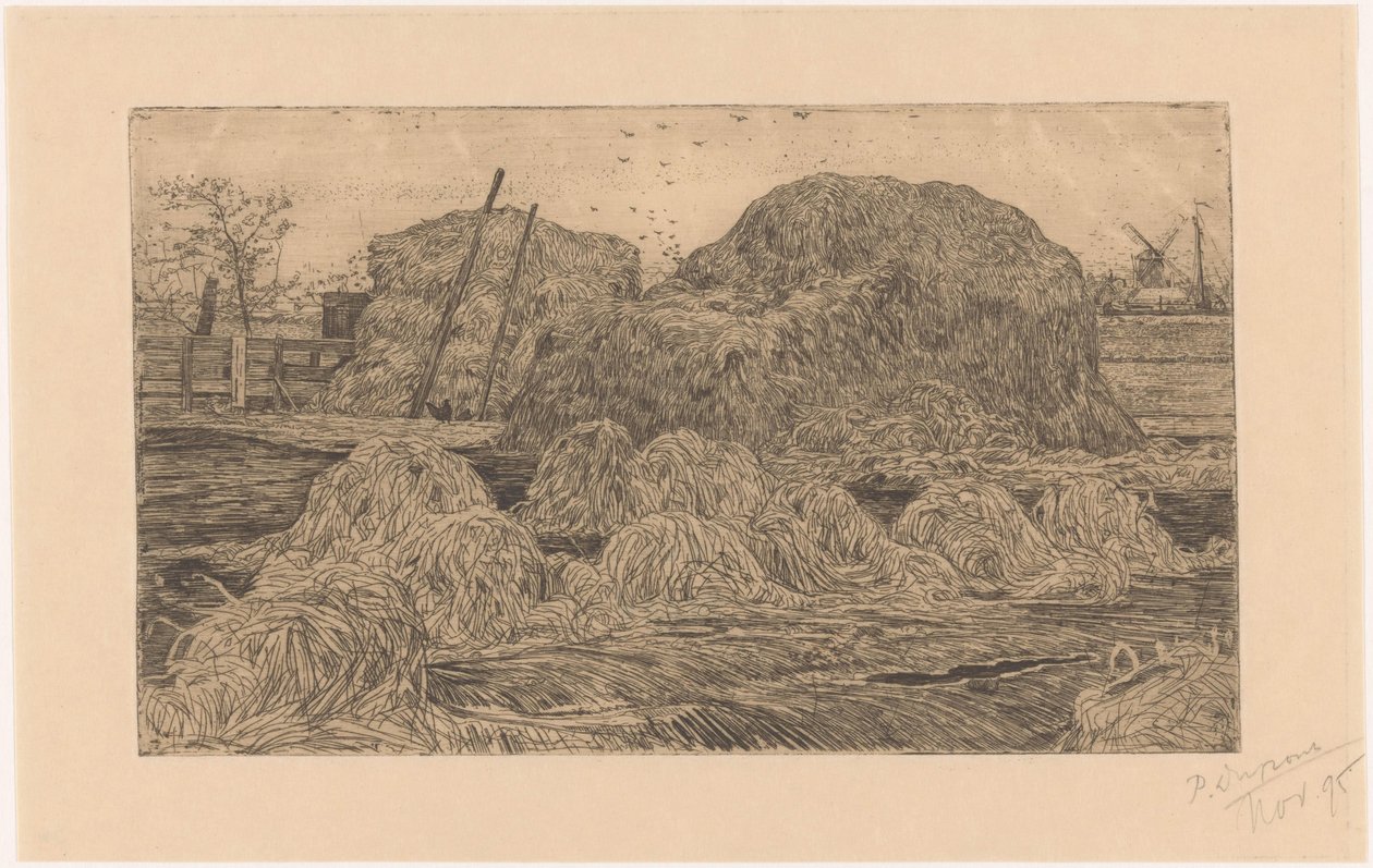 Höstackar på ett fält av Pieter Dupont (signed by artist)