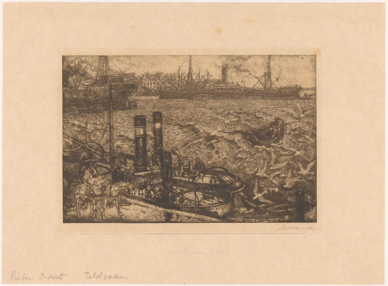 Hamn med bogserbåtar i Rotterdam av Pieter Dupont