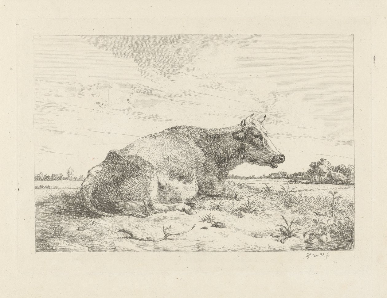 Liggande ko med tistel av Pieter Gerardus van Os
