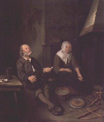 Äldre par i deras kök av Pieter Gerritsz. van Roestraten