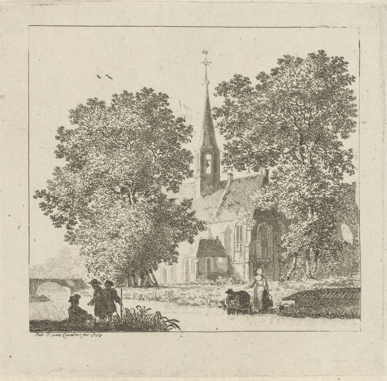 Utsikt över en kyrka av Pieter Jan van Liender