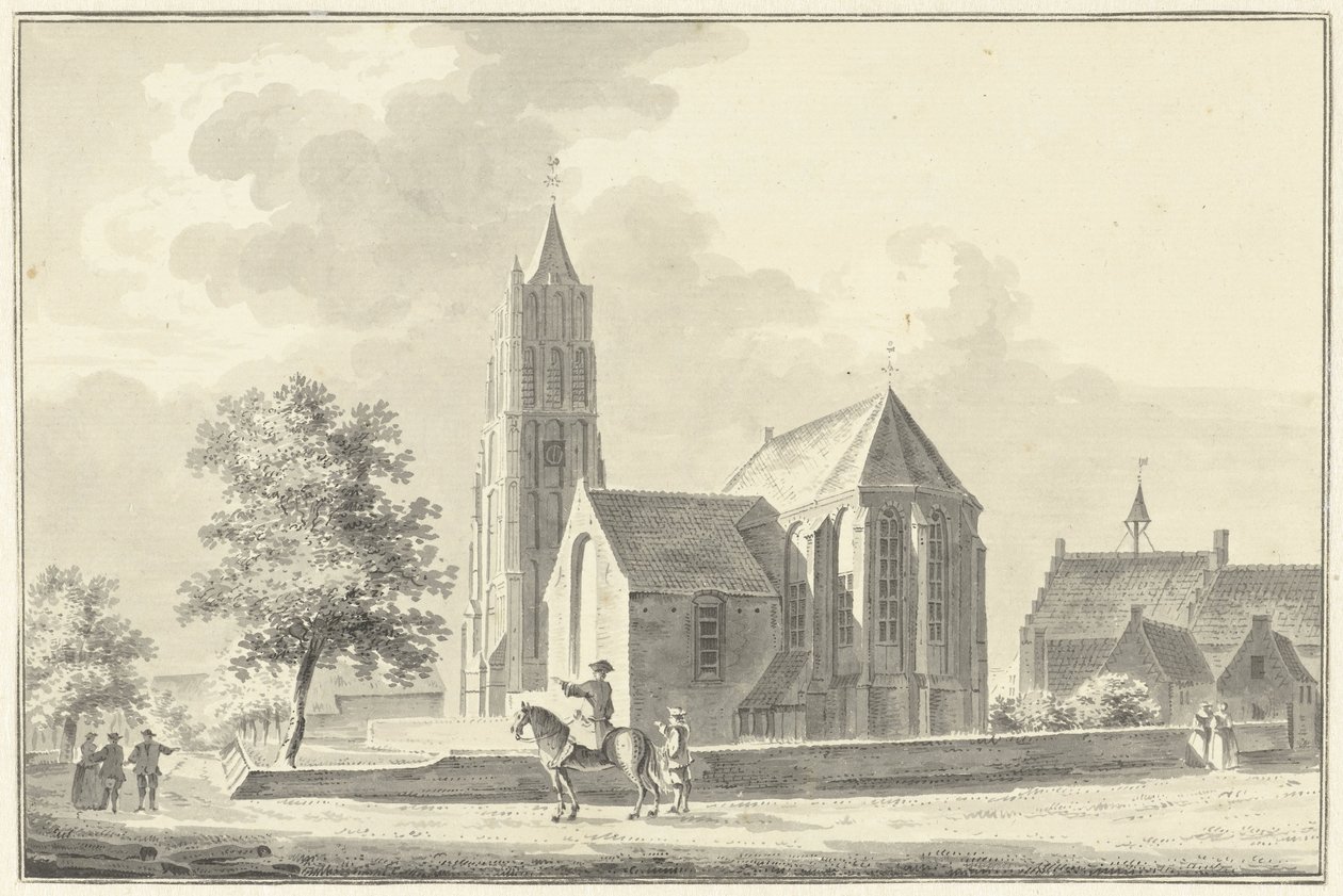 Kyrka och rådhus i Heukelom av Pieter Jan van Liender