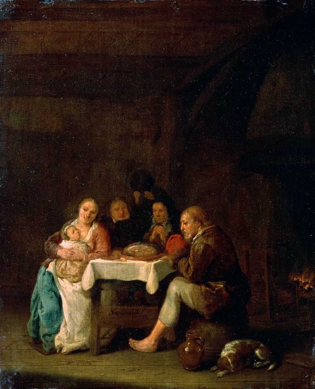 Bönen före middagen, 1600-talet. av Pieter Meulener