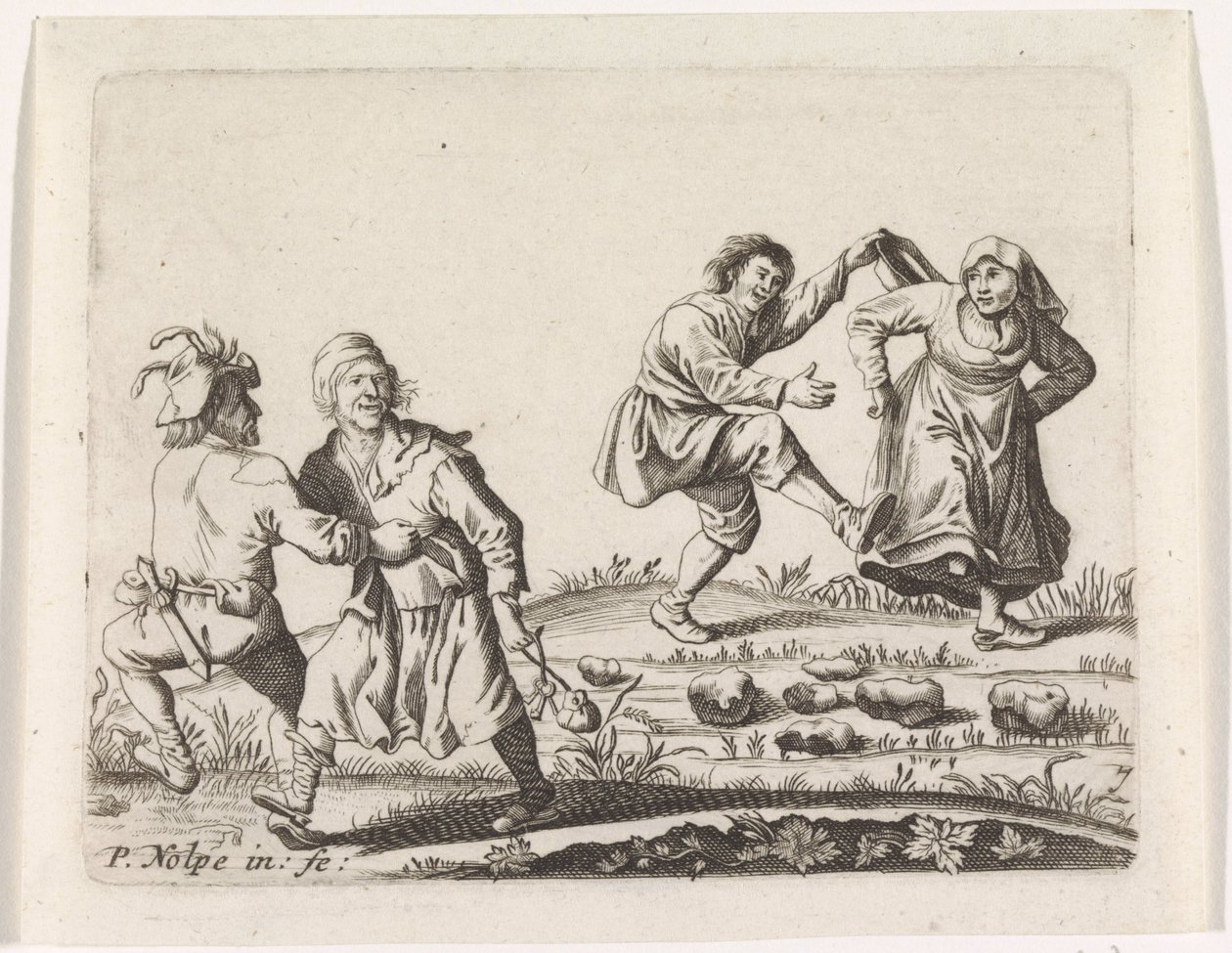 Två dansande bondepar av Pieter Nolpe
