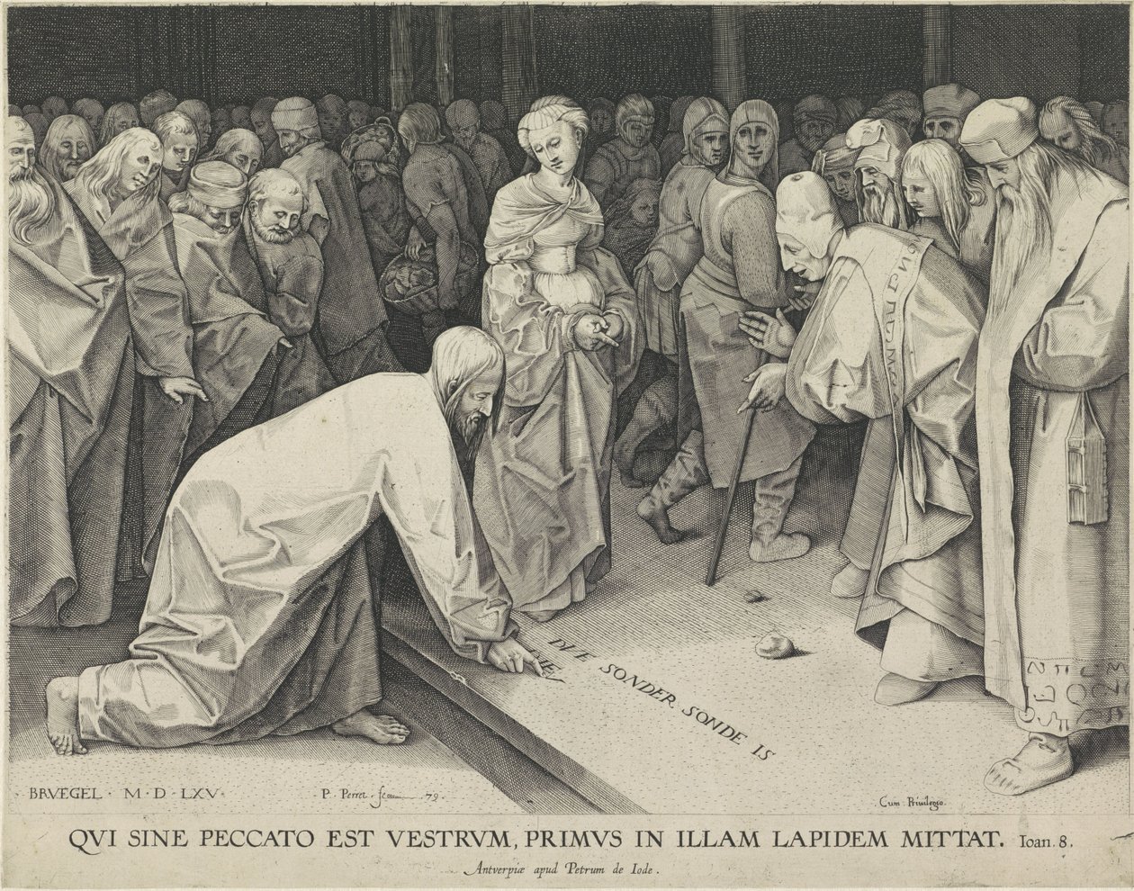 Kristus och kvinnan som greps i äktenskapsbrott av Pieter Perret