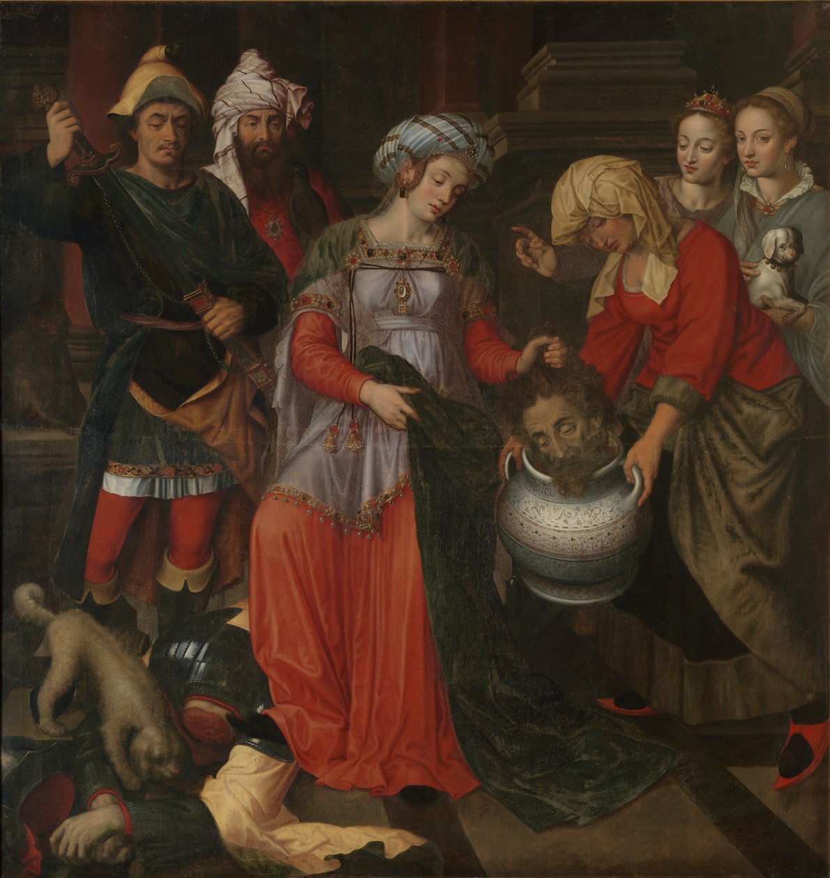 Tomyris tar emot huvudet av Cyrus, 1610. av Pieter Pieters