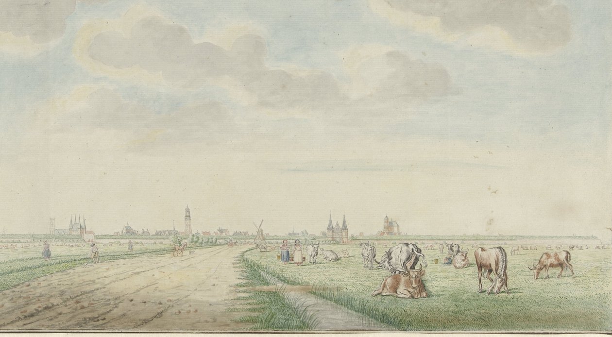 Utsikt över Kampen från landsidan av Pieter Remmers