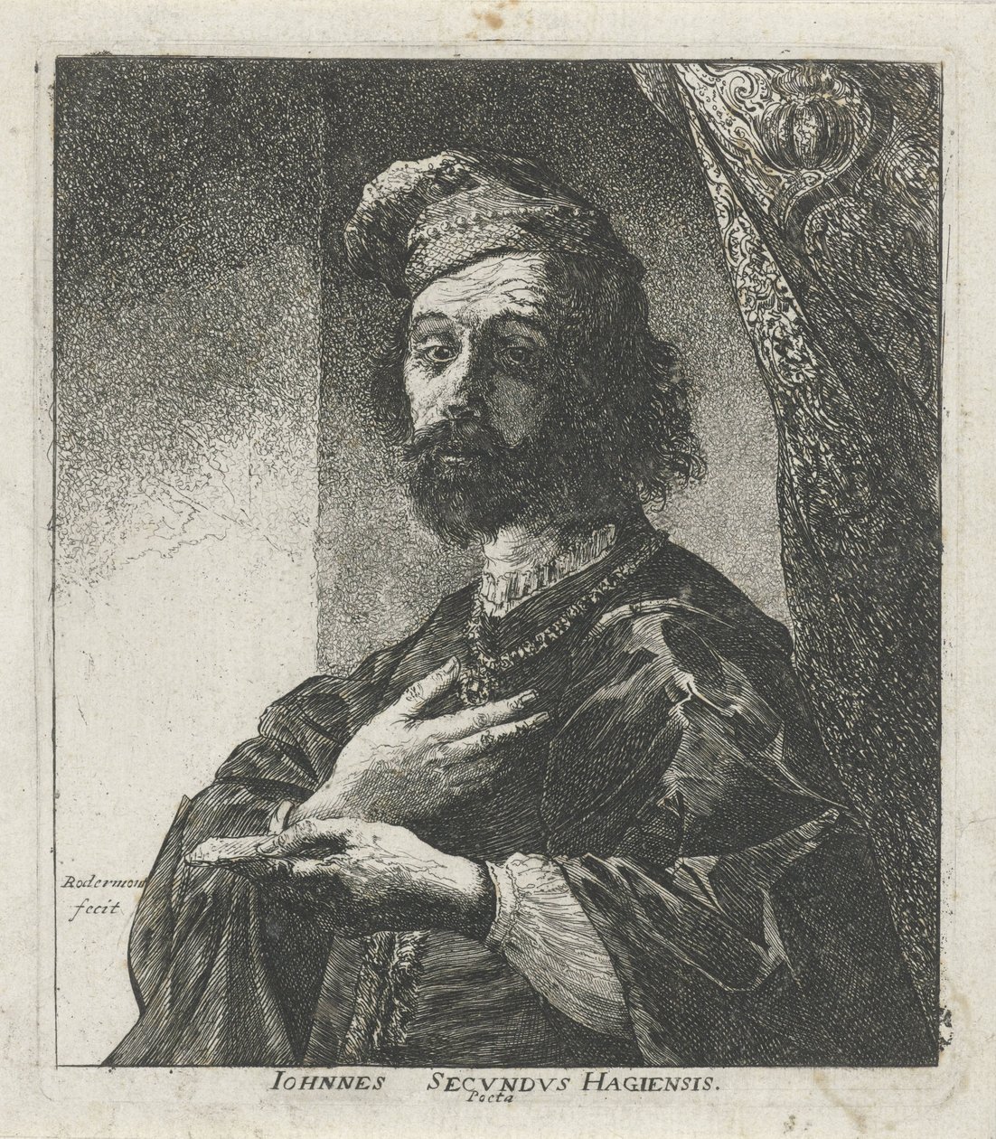 Porträtt av Janus Secundus av Pieter Rottermondt
