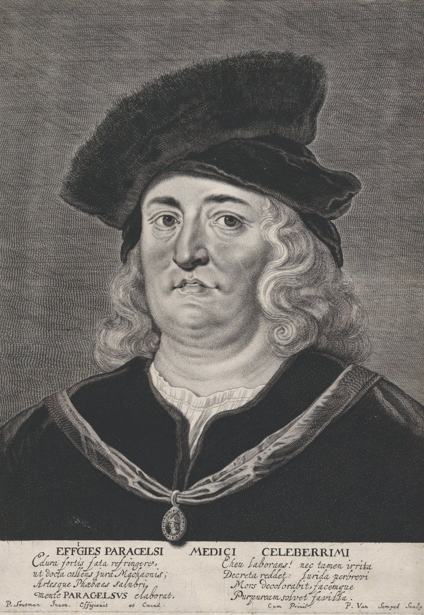 Porträtt av Theophrastus Paracelsus, 1615-43. av Pieter Soutman