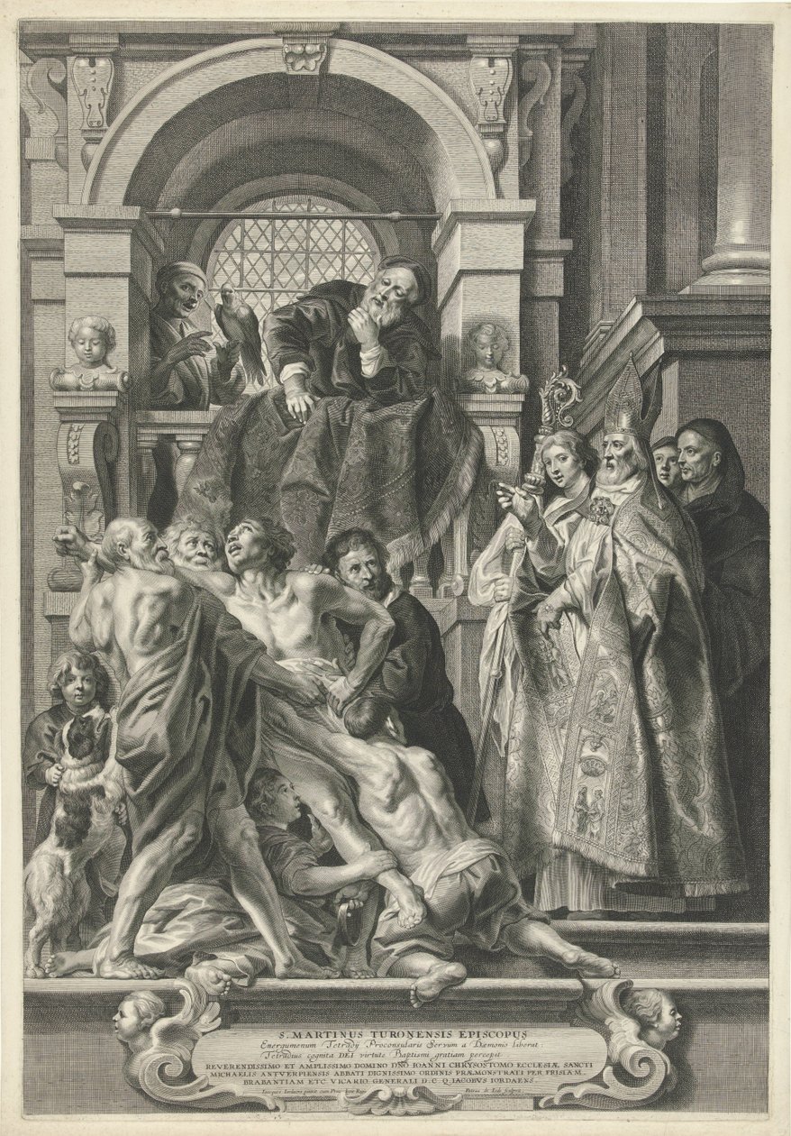 St Martin botar en besatt man av Pieter de Jode (II)