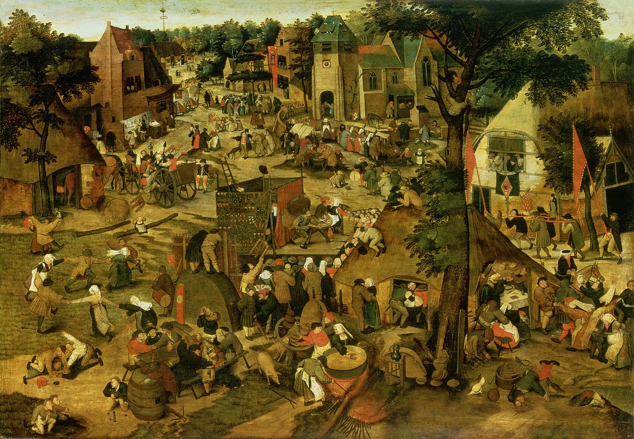 Mässa med teaterpresentation av Pieter the Younger Brueghel