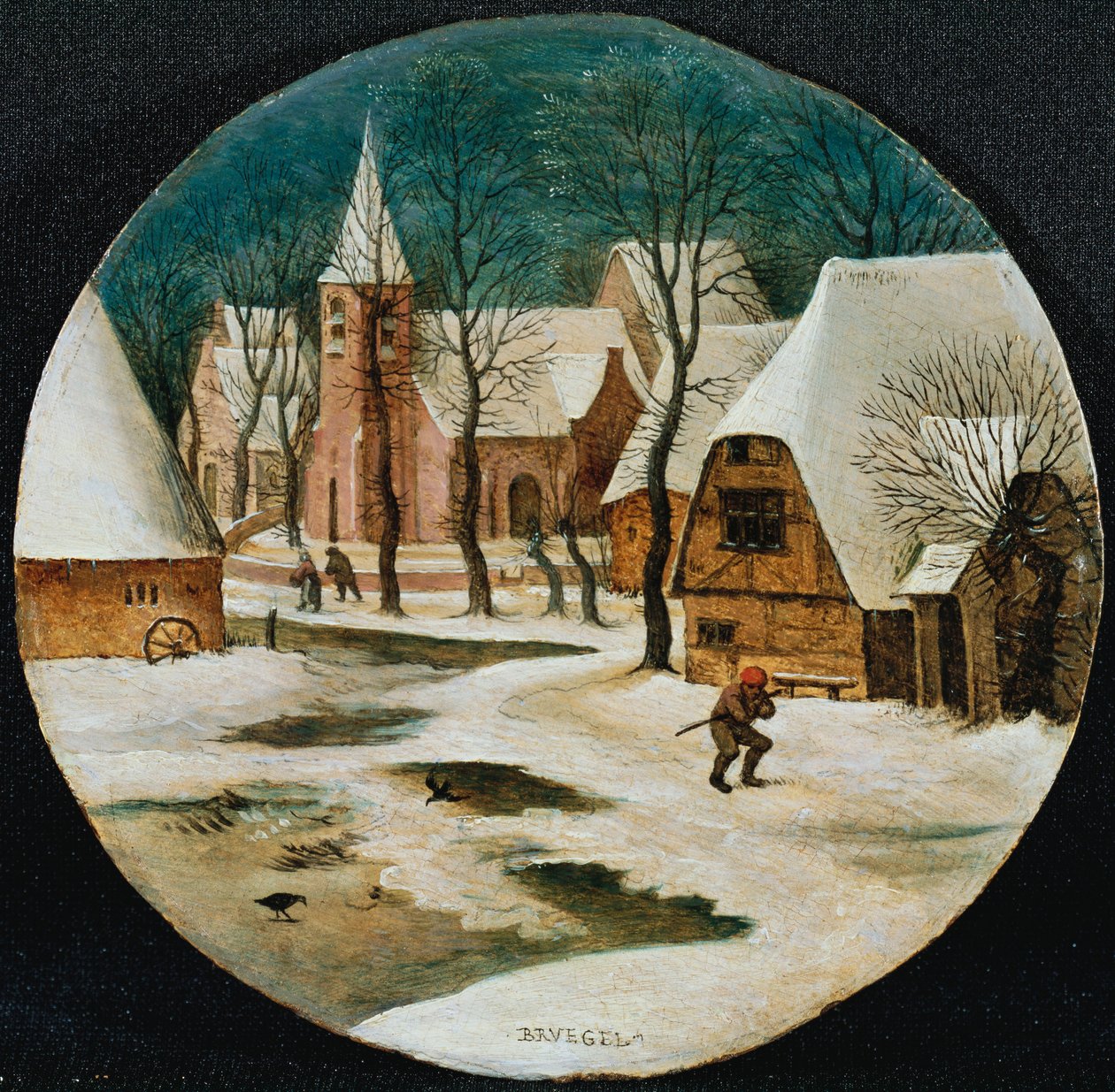 Byn på vintern av Pieter Brueghel the Younger