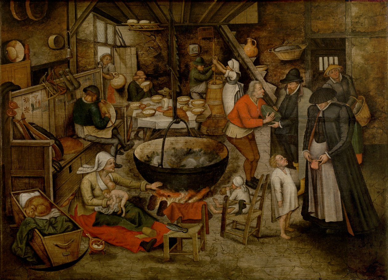 Besök hos bönderna (olja) av Pieter the Younger Brueghel