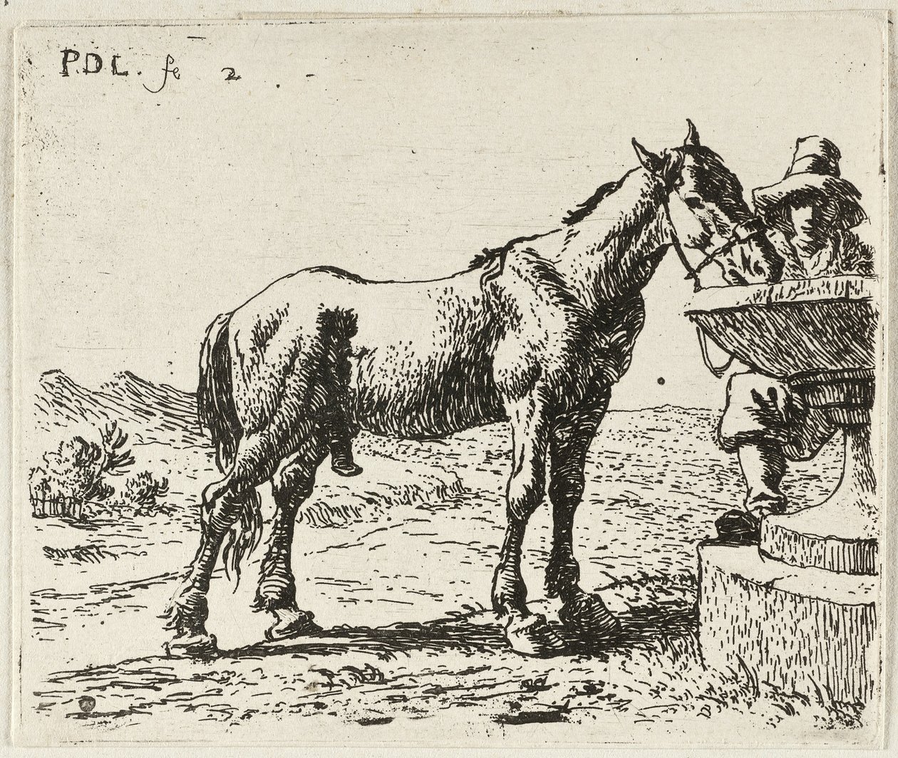 Drickande häst av Pieter van Laer