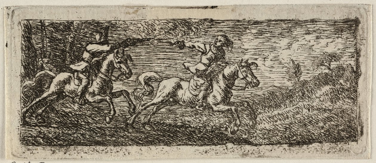 Två ryttare i strid av Pieter van Laer