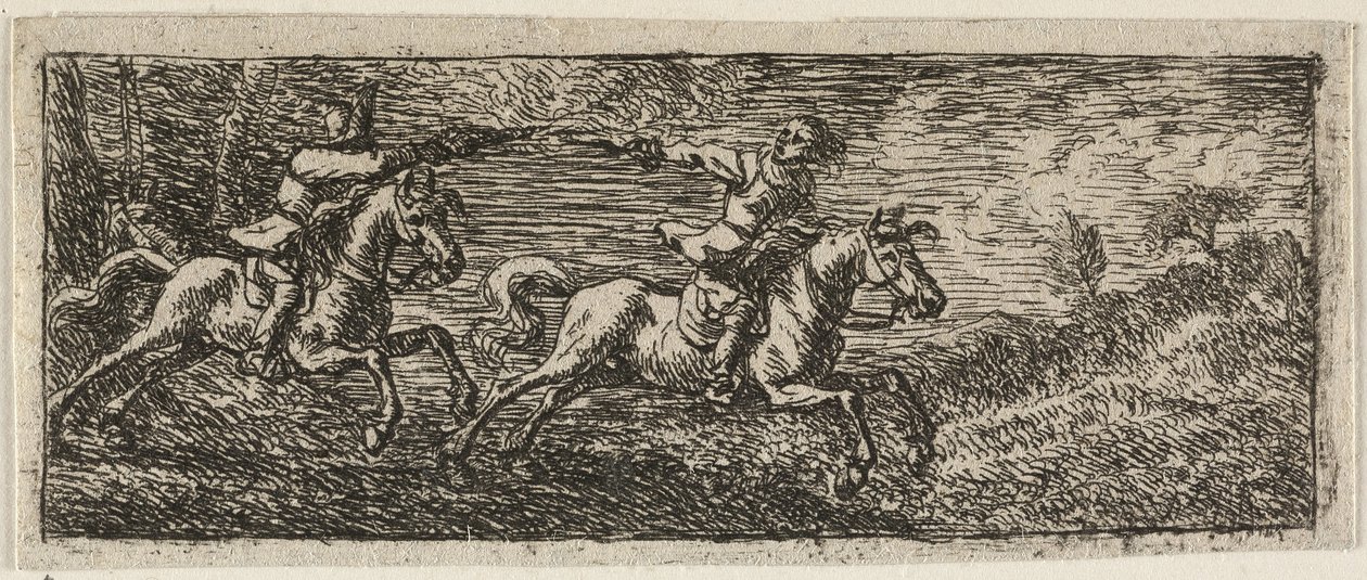 Två ryttare i strid av Pieter van Laer