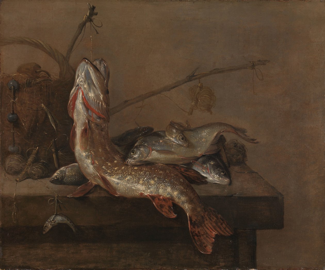 Stilleben med fisk av Pieter van Noort