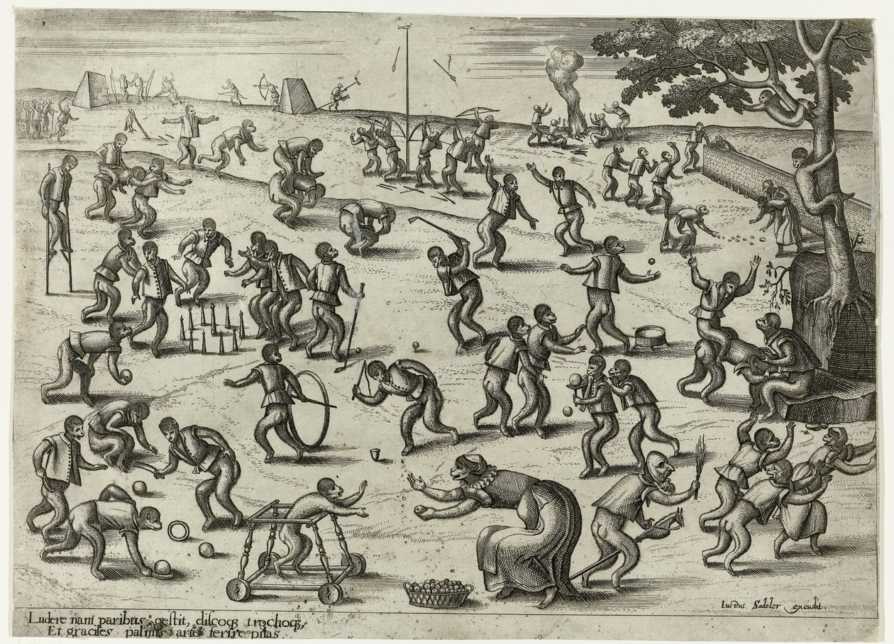 barnspel Monkey-spel (serietitel) av Pieter van der Borcht (I)