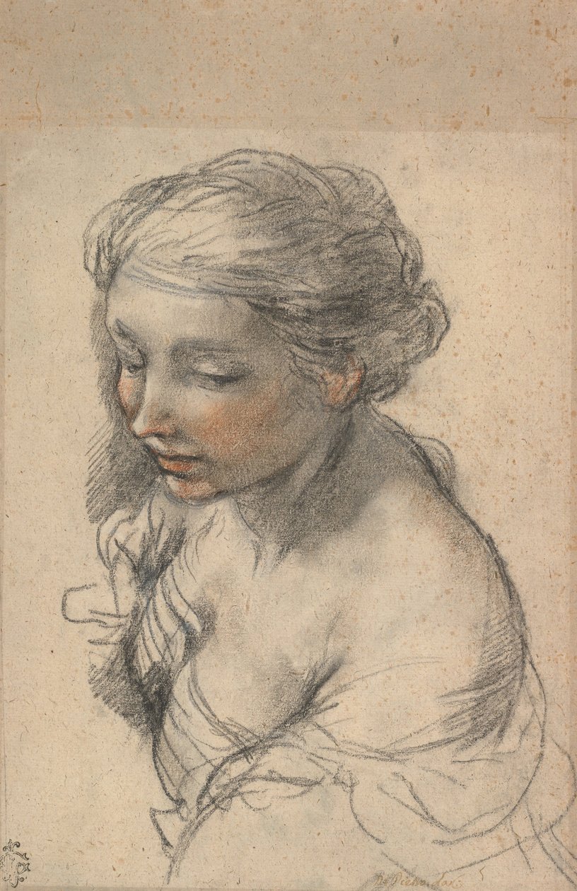 Byst av en ung kvinna vände till vänster, 1637 av Pietro da Cortona