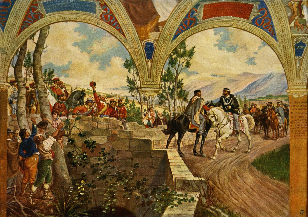 Giuseppe Garibaldi & kung Victor Emanuel II av Italien - av Pietro Aldi