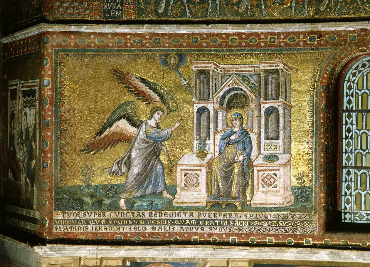 Bebådelsen, ca 1291 (mosaik) av Pietro Cavallini