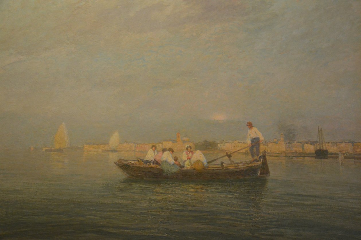 Pietro Fragiacomos målning 1914, The Ferry av Pietro Fragiacomo