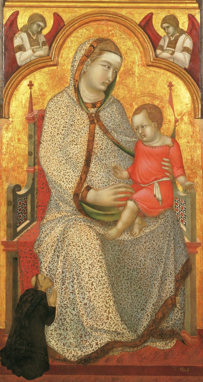 Virgin and Child Enthroned and Donor, Angels av Pietro Lorenzetti