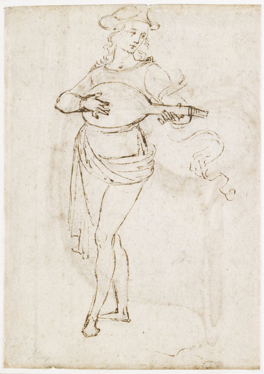 Recto: A Lute Player, WA1846.6 av Pietro Perugino