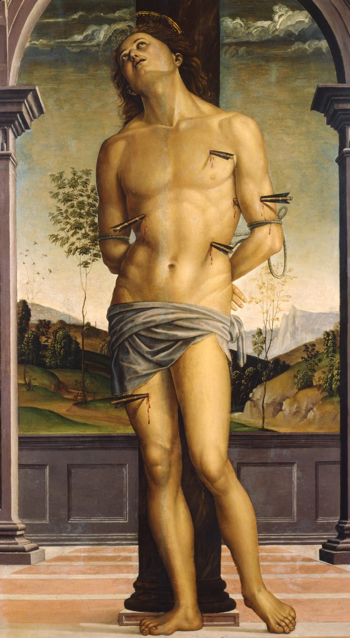 Saint Sebastian, ca 1490 (olja på trä) av Pietro Perugino