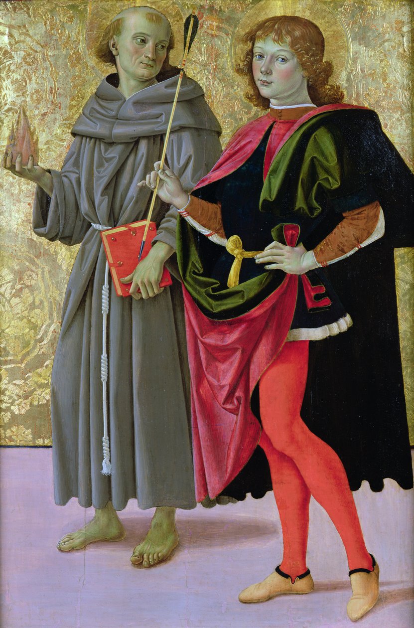 St. Sebastian med en franciskanerhelgen, ca. 1473 swed av Pietro Perugino
