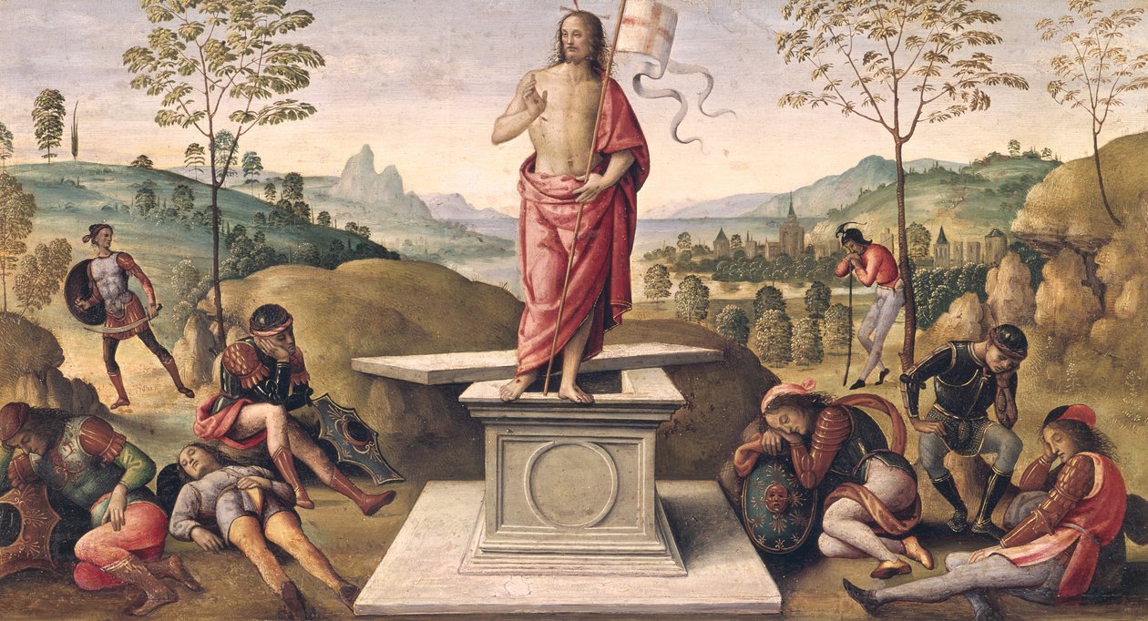 Kristi uppståndelse, från klostret San Pietro, Perugia, 1496-98 av Pietro Perugino